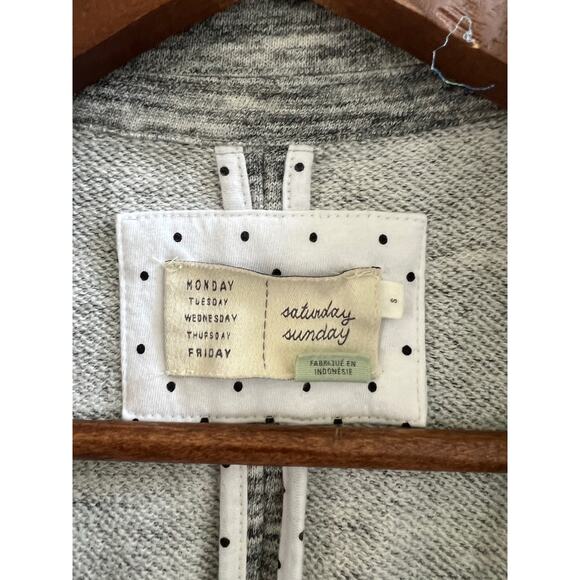 Anthropologie Saturday Sunday Open Front Sweatshirt Cardigan Black White Small - Picture 6 of 13